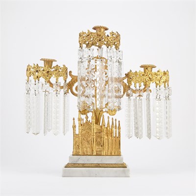 Lot 89 - Gothic Style Gilt-Metal and White Marble...