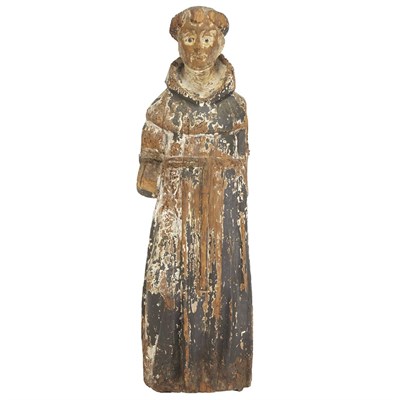 Lot 639A - Colonial Painted Pine Figure of a Monk...