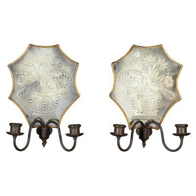 Lot 582 - Pair of 17th Century Style Etched Glass...