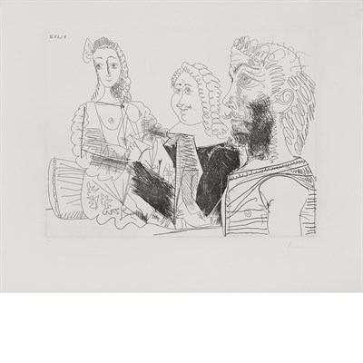 Lot 136 - Pablo Picasso HOMME EN GILET AFGHAN SONGEANT...