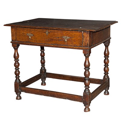 Lot 417 - William and Mary Style Oak Single Drawer Table...