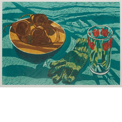 Lot 51 - Janet Fish (b. 1938) PEARS AND GLOVE Color...