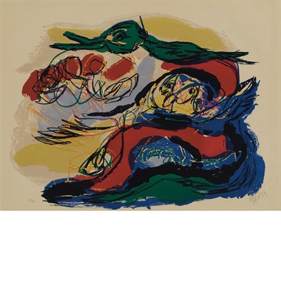 Lot 3 - Karel Appel PAYSAGE MYSTERIEUX Color...