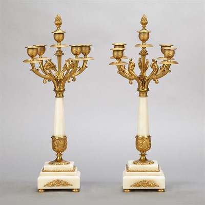 Lot 534 - Pair of Empire Style Gilt-Metal and White...