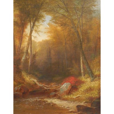 Lot 38 - American School 19th Century Woodland Interior...