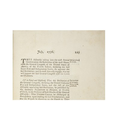 Lot 102 - [RHODE ISLAND - REVOLUTION] July, 1776. At the...
