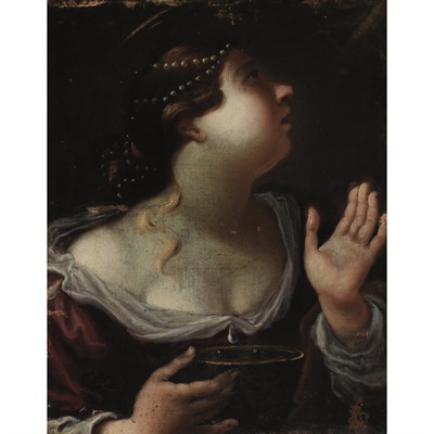 Lot 40 - Italian School 17th Century St. Lucy Oil on...