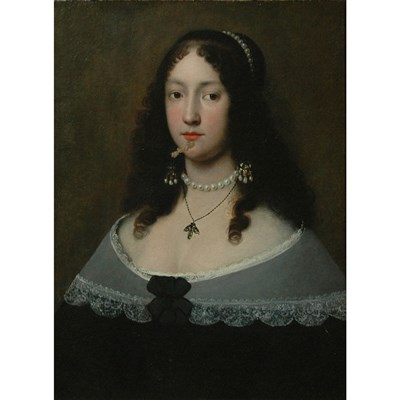 Lot 61 - Flemish School 17th Century Lady in a Pearl...