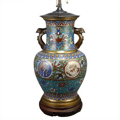 Lot 431 - Chinese Cloisonne Enamel Vase Mounted as a...