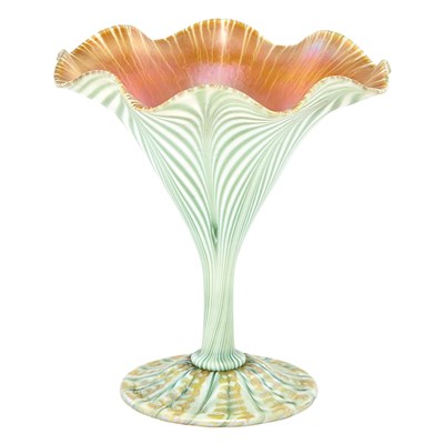 Lot 420 - Quezal Art Glass Vase Circa 1915 Of floriform,...