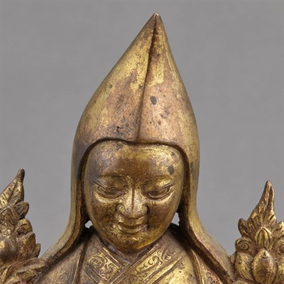Lot 66 - Tibetan Gilt-Bronze Figure of a Monk 19th...