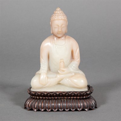 Lot 393 - Chinese Celadon Jade Figure of Buddha Qing...
