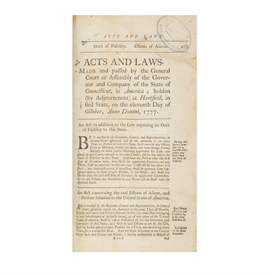 Lot 104 - [CONNECTICUT] Two volumes of Connecticut Acts...