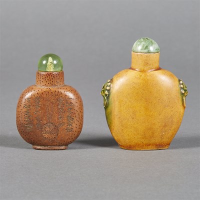 Lot 395 - Two Chinese Snuff Bottles Comprising a bamboo...