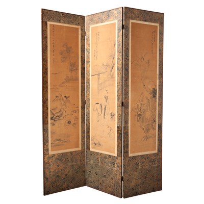 Lot 476 - Chinese School Three-Panel Screen 19th Century...