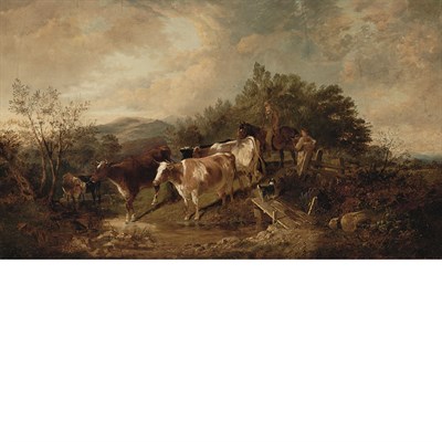 Lot 16 - English School 19th Century Drovers and Cattle...