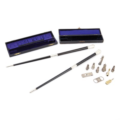 Lot 258 - Two English Silver Mounted Ebony Conductor's...