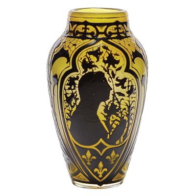 Lot 375 - Galle Acid Etched Cameo Glass Portrait Vase...