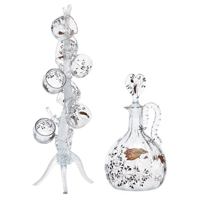 Lot 327 - Galle Enameled Glass Liqueur Service Circa...