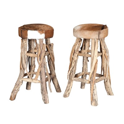 Lot 152 - Pair of Ranch Style Faux Cowhide and...