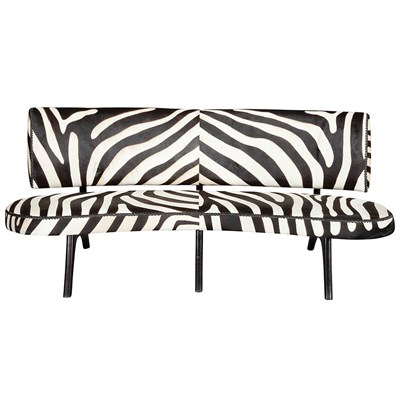 Lot 238 - Faux Zebra Upholstered Sofa Length 7 feet 4...