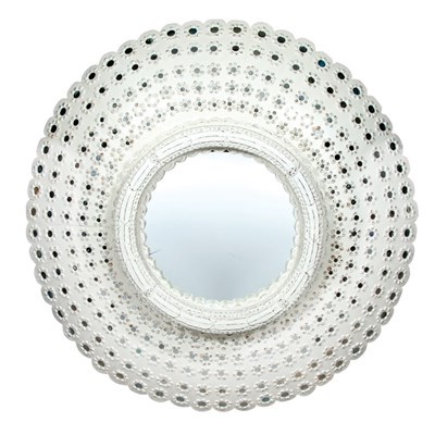 Lot 127 - White Painted Carved Wood Mirror Diameter 54...