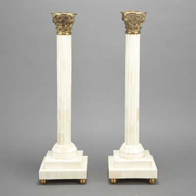 Lot 381 - Pair of Classical Style Faux Bone Tessellated...