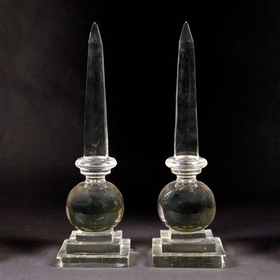 Lot 325 - Pair of Glass Obelisks Height 17 inches.