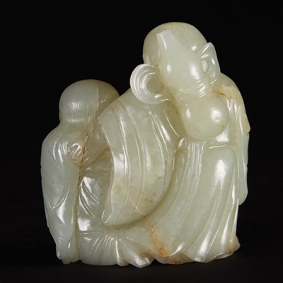 Lot 338 - Chinese Celadon Jade He He Erxian Group Each...