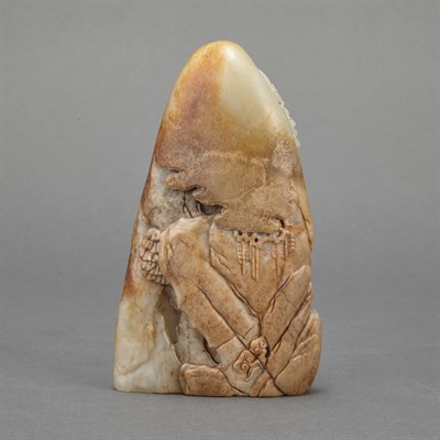 Lot 353 - Chinese Celadon and Russet Jade Boulder Qing...