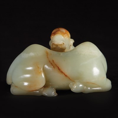 Lot 344 - Chinese Celadon Jade Model of a Camel Qing...