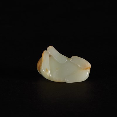 Lot 359 - Chinese Celadon Jade Cat The recumbent animal...