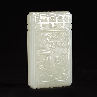 Lot 214 - Chinese Pale Celadon Jade Plaque Of...
