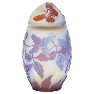 Lot 359 - Galle Acid Etched Cameo Glass Jar Circa 1900...