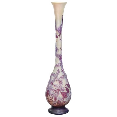 Lot 345 - Galle Acid Etched Cameo Glass Bud Vase Circa...