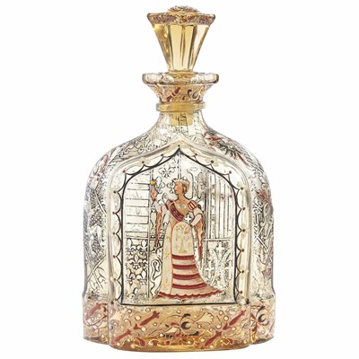 Lot 333 - Galle Gilt and Enameled Molded Glass Stoppered...