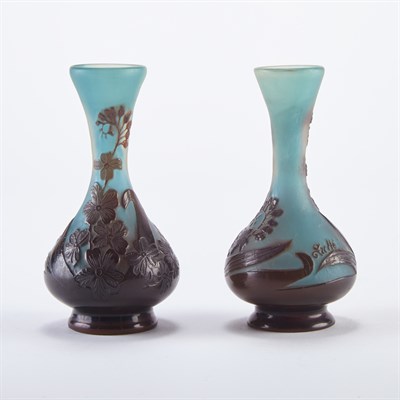 Lot 351 - Two Galle Acid Etched Cameo Glass Miniature...