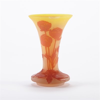 Lot 367 - Galle Acid Etched Cameo Glass Bud Vase Circa...
