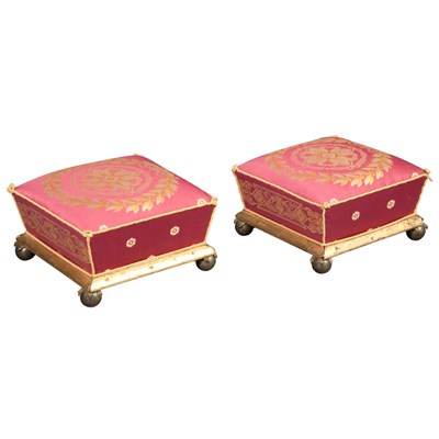 Lot 160 - Pair of Classical Giltwood Footstools 19th...
