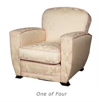 Lot 411 - Set of Four Art Deco Style Upholstered Club...