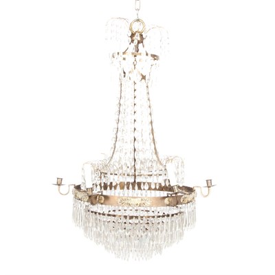 Lot 457 - Empire Style Gilt-Metal and Glass Six-Light...