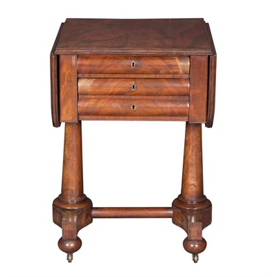 Lot 196 - Classical Style Mahogany Drop-Leaf Work Table...