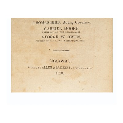 Lot 229 - [ALABAMA] Group of Acts passed by the General...
