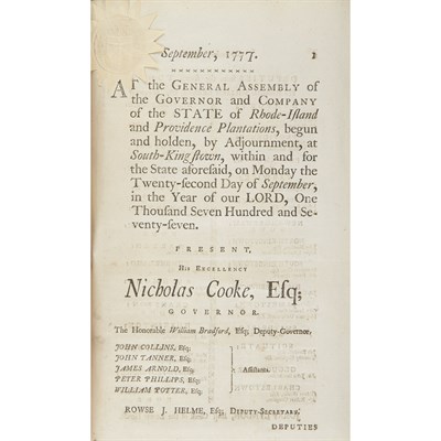 Lot 103 - [RHODE ISLAND] A run of Revolutionary period...