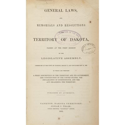 Lot 269 - [DAKOTA TERRITORY] General Laws, and memorials...