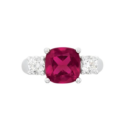 Lot 211 - White Gold, Rubellite and Diamond Ring