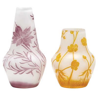 Lot 343 - Two Cristallerie de Pantin Acid Etched Cameo...