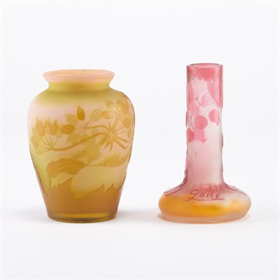 Lot 336 - Two Galle Acid Etched Cameo Glass Miniature...
