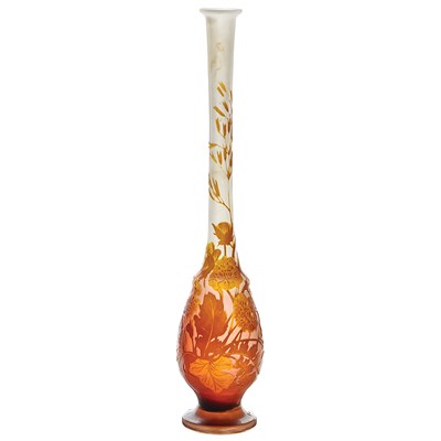 Lot 344 - Galle Acid Etched Cameo Glass Bud Vase Circa...