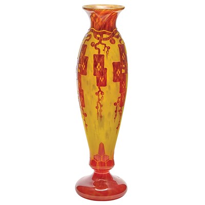 Lot 380 - Le Verre Francais Acid Etched Cameo Glass Vase...